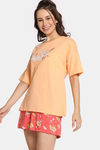 Rosaline Bon Appetit Knit Cotton Shorts Set - Deep Sea Coral — thumbnail 2